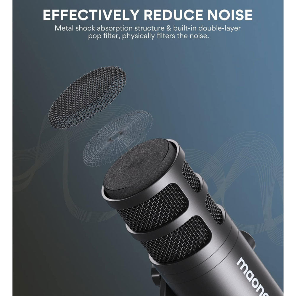 Maono PD100U Podcast Dynamic Wired Microphone - Black