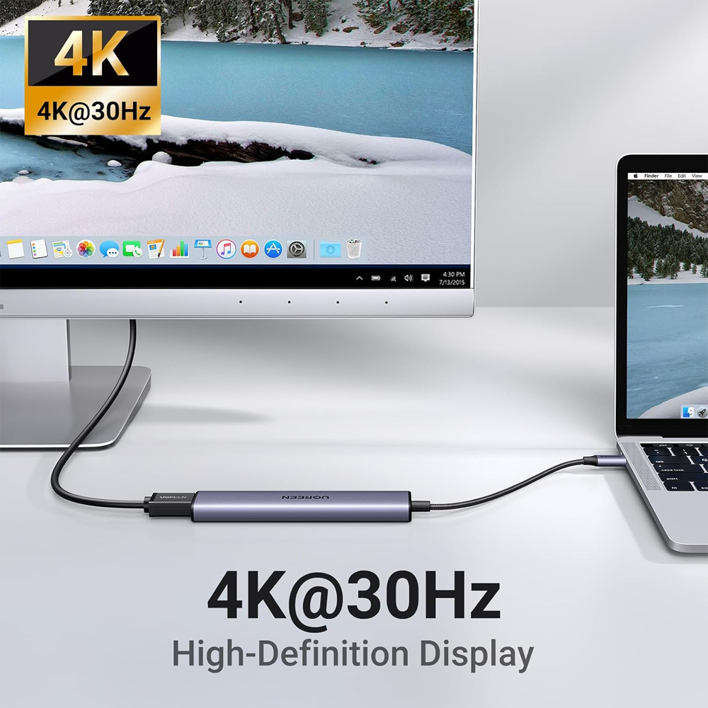 Ugreen 15495 5-in-1 Type-C HUB Converter to (Type-C - 3xUSB - HDMI )