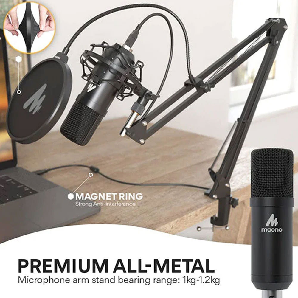 Maono AU-A04 Podcast Wired Microphone Kit - Black