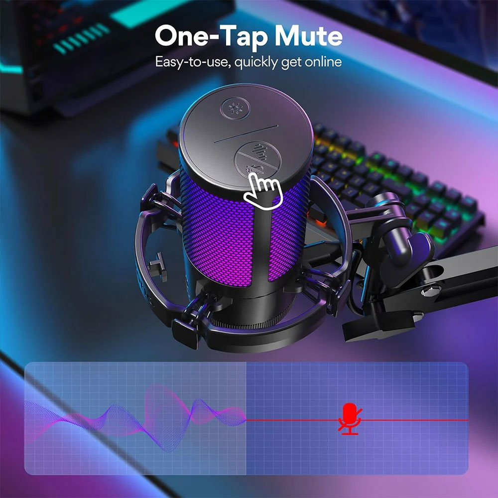 Maono DGM20S RGB Gaming Wired Microphone With Boom Arm - Black