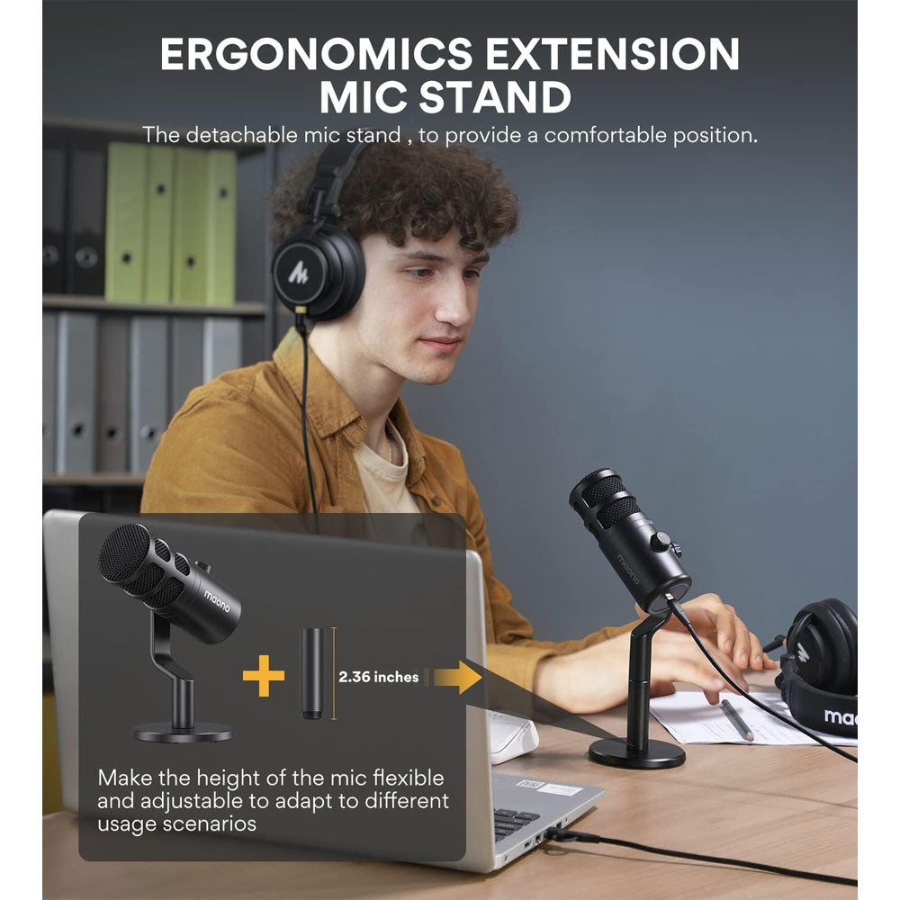 Maono PD100U Podcast Dynamic Wired Microphone - Black