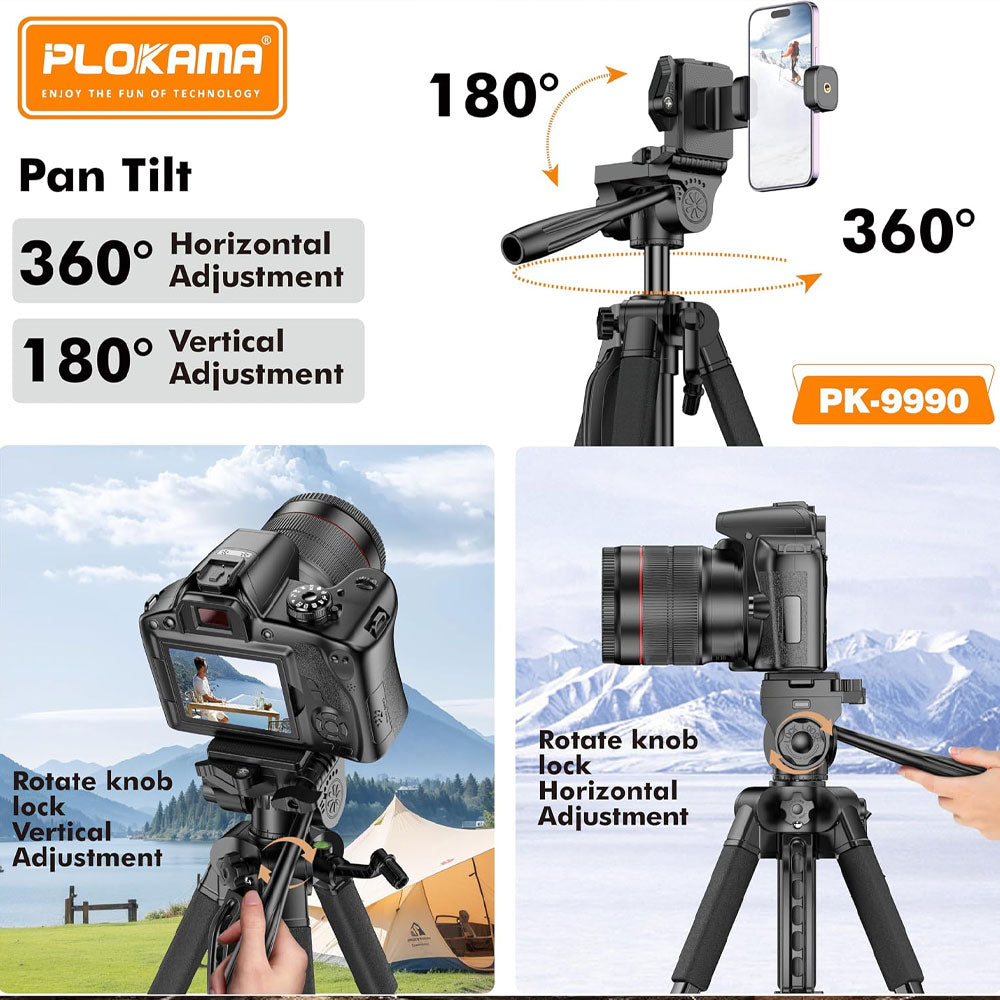 Plokama PK-9990 Camera/Camcorder Tripod 1.80m with Remote Control