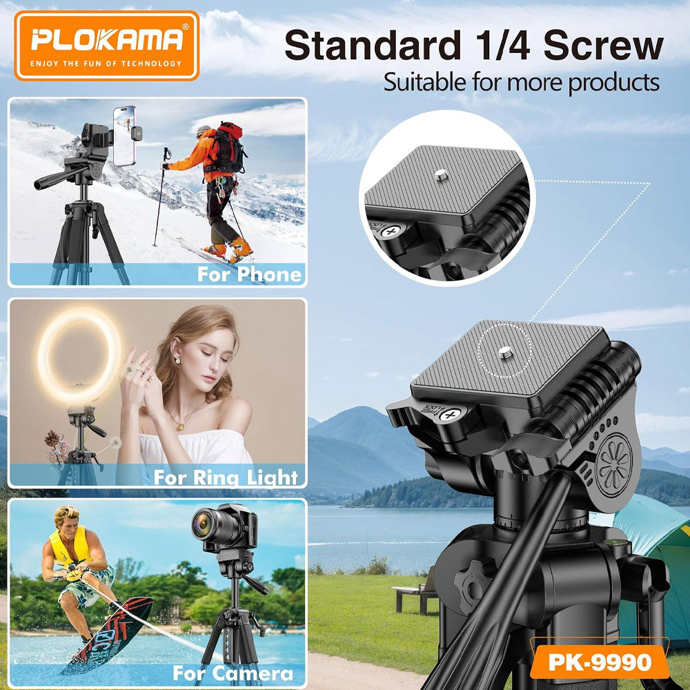 Plokama PK-9990 Camera/Camcorder Tripod 1.80m with Remote Control