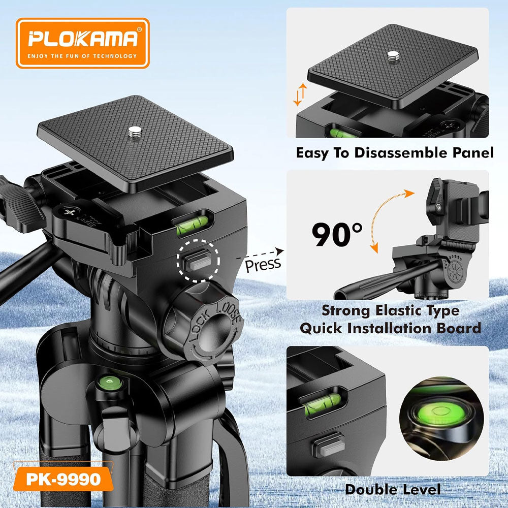 Plokama PK-9990 Camera/Camcorder Tripod 1.80m with Remote Control
