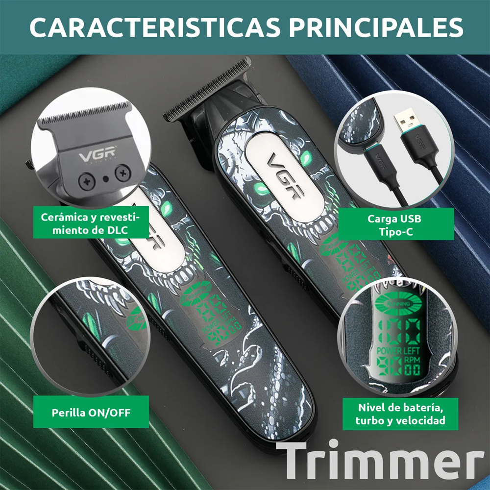 VGR V-260 Professional Hair Trimmer - Green