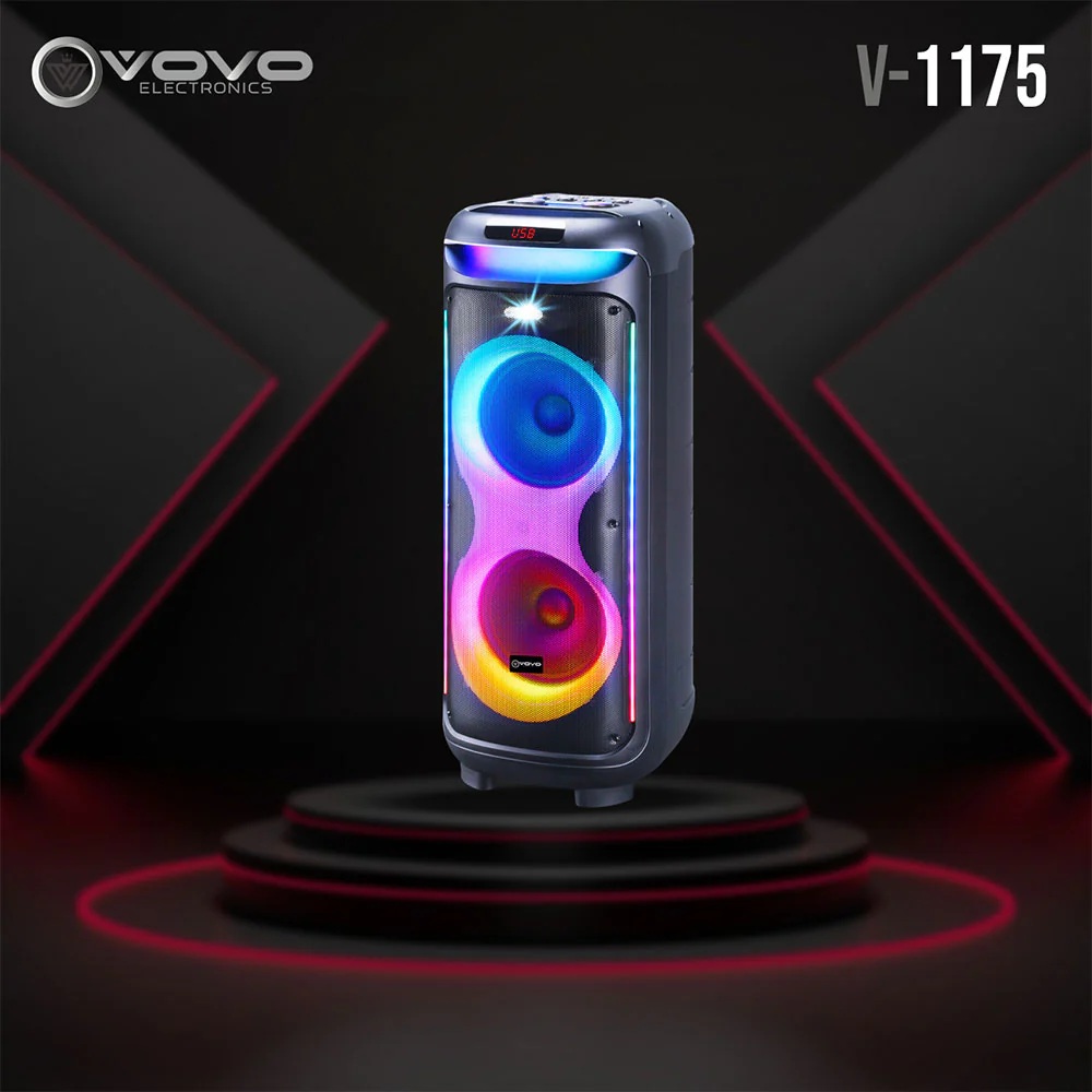 Speaker VOVO 1.0 V-1175 Portable + Mic (10 Inch X 2)