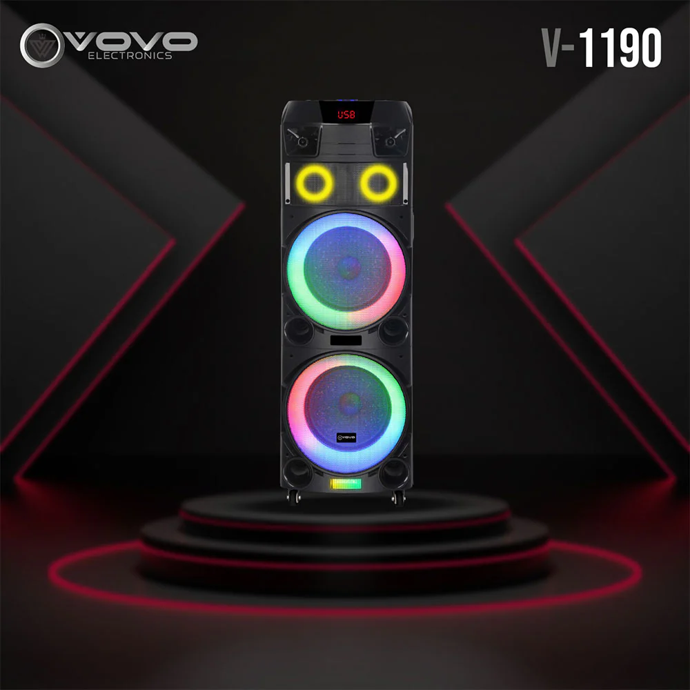 Speaker VOVO 1.0 V-1190 Portable + Mic (10 Inch X 2)