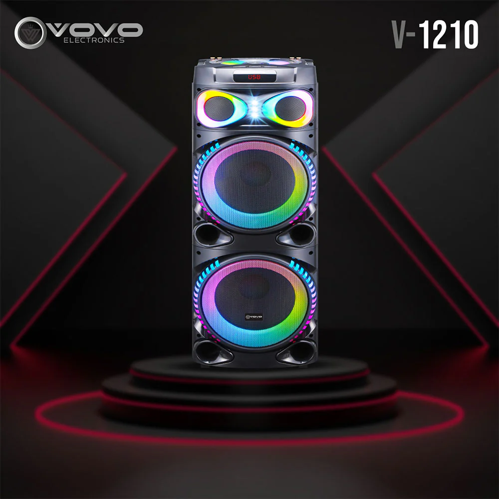 Speaker VOVO 1.0 V-1210 Portable + Mic (12 Inch X 2)