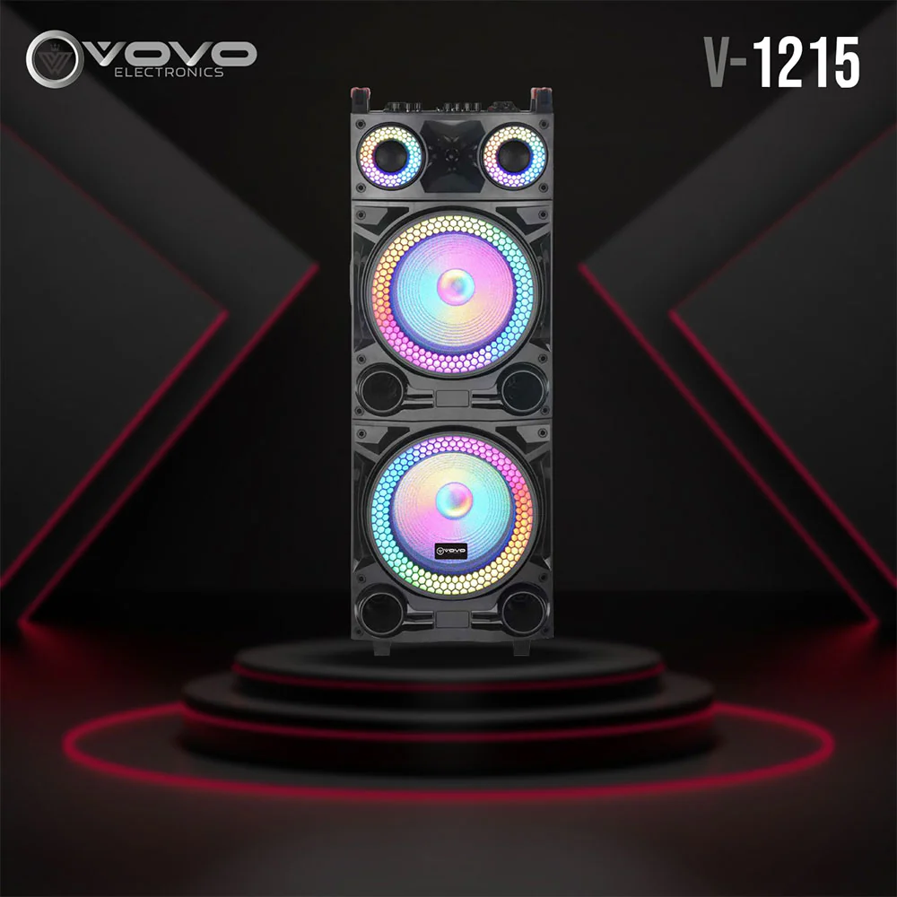 Speaker VOVO 1.0 V-1215 Portable + Mic (12 Inch X 2)