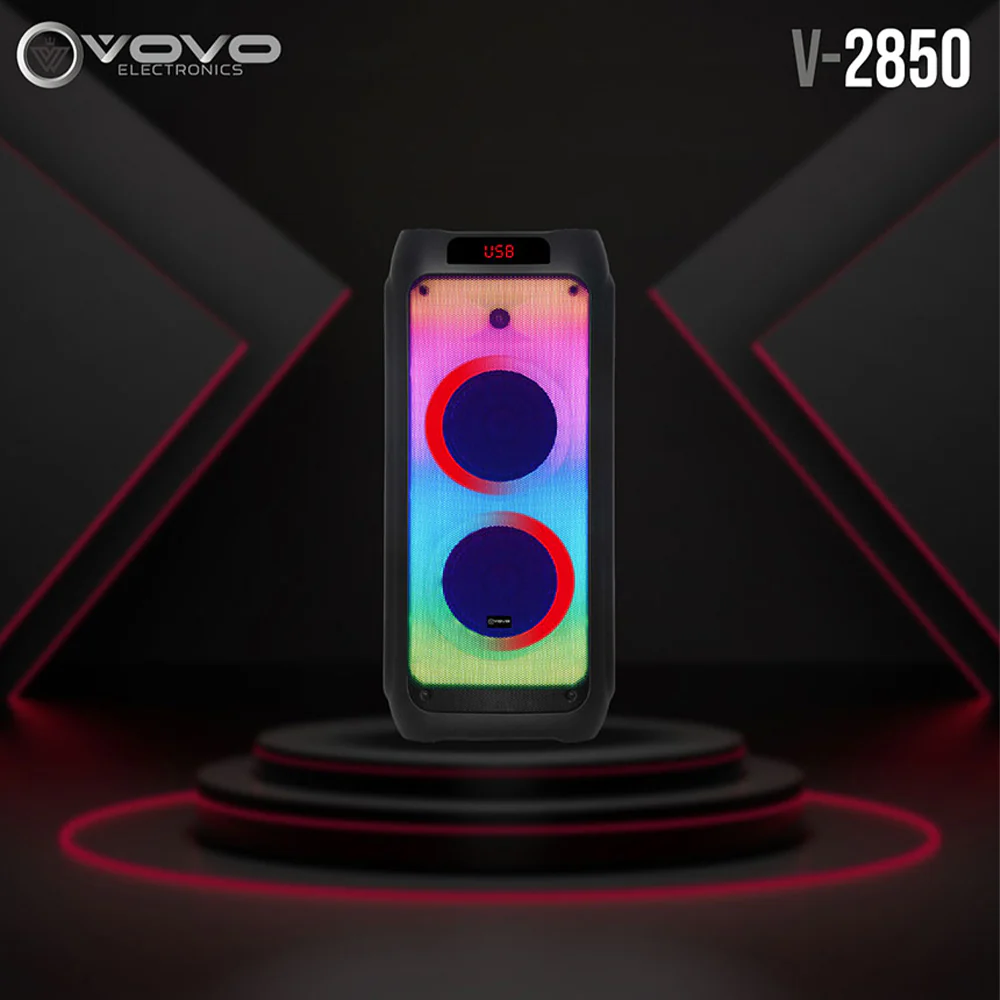 Speaker VOVO 1.0 V-2850 Portable + Mic (8 Inch X 2)