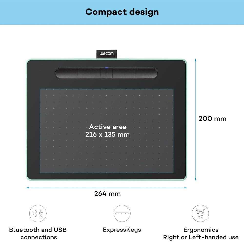 Wacom Intuos CTL-6100WLE-N Medium Graphic Tablet Bluetooth - Pistachio