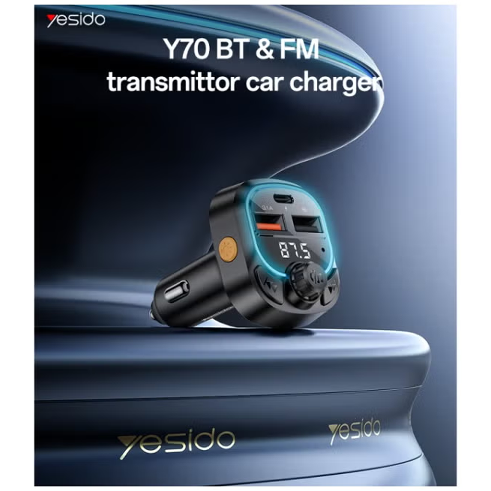 Yesido Y70 FM Transmitter & USB + Type-C 15W Charger