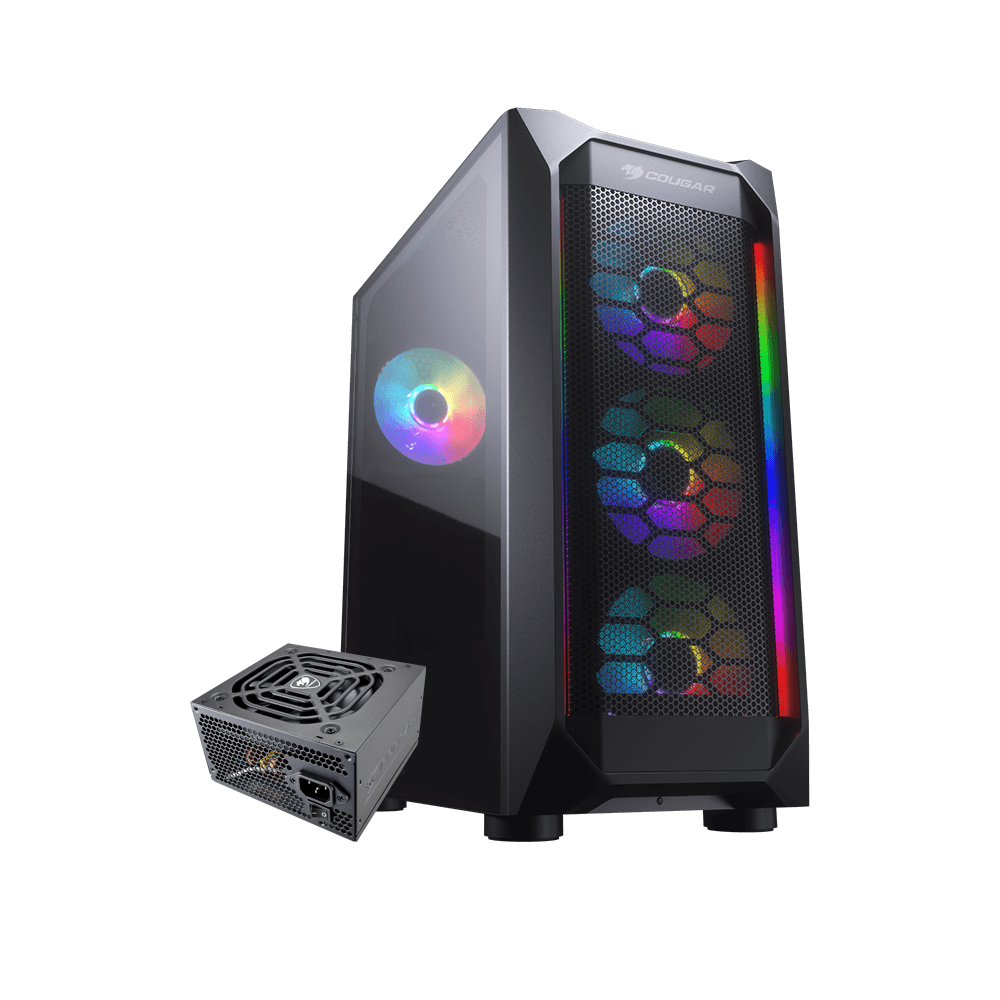 Cougar MX410 RGB Gaming Mid Tower Case + Cougar VTC 80Plus 500W Power Supply