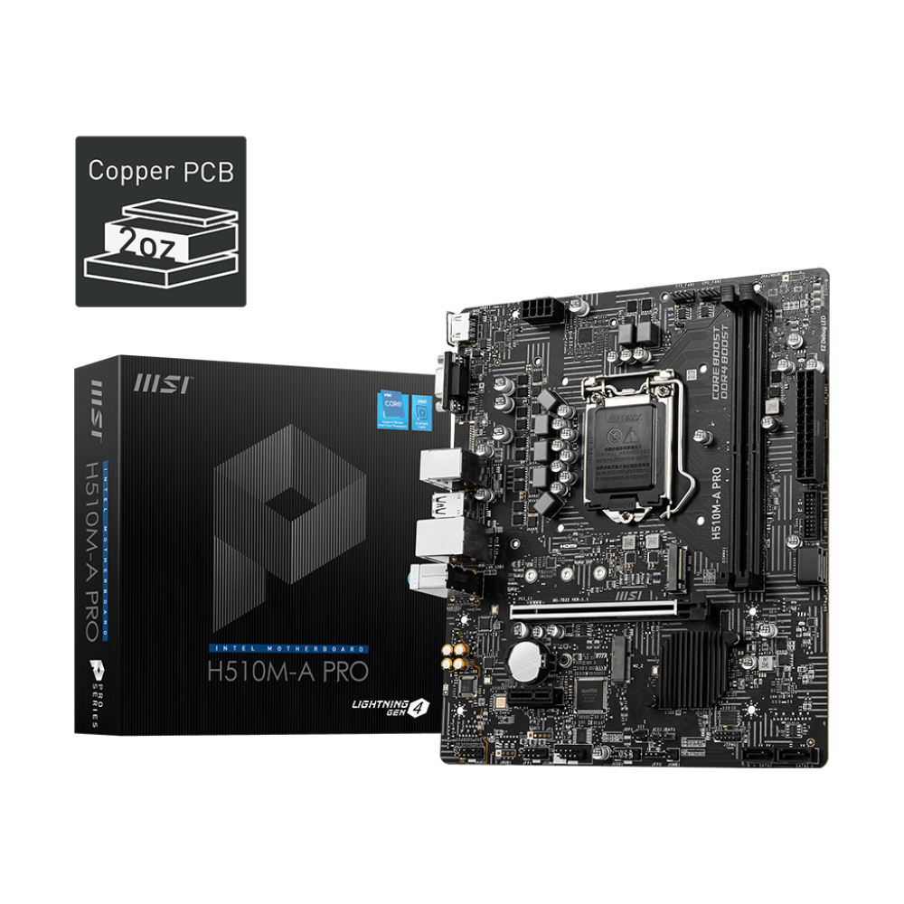 Motherboard Intel MSI H510M-A Pro (LGA1200) + CPU Intel Core I5-11400F Tray (LGA1200)