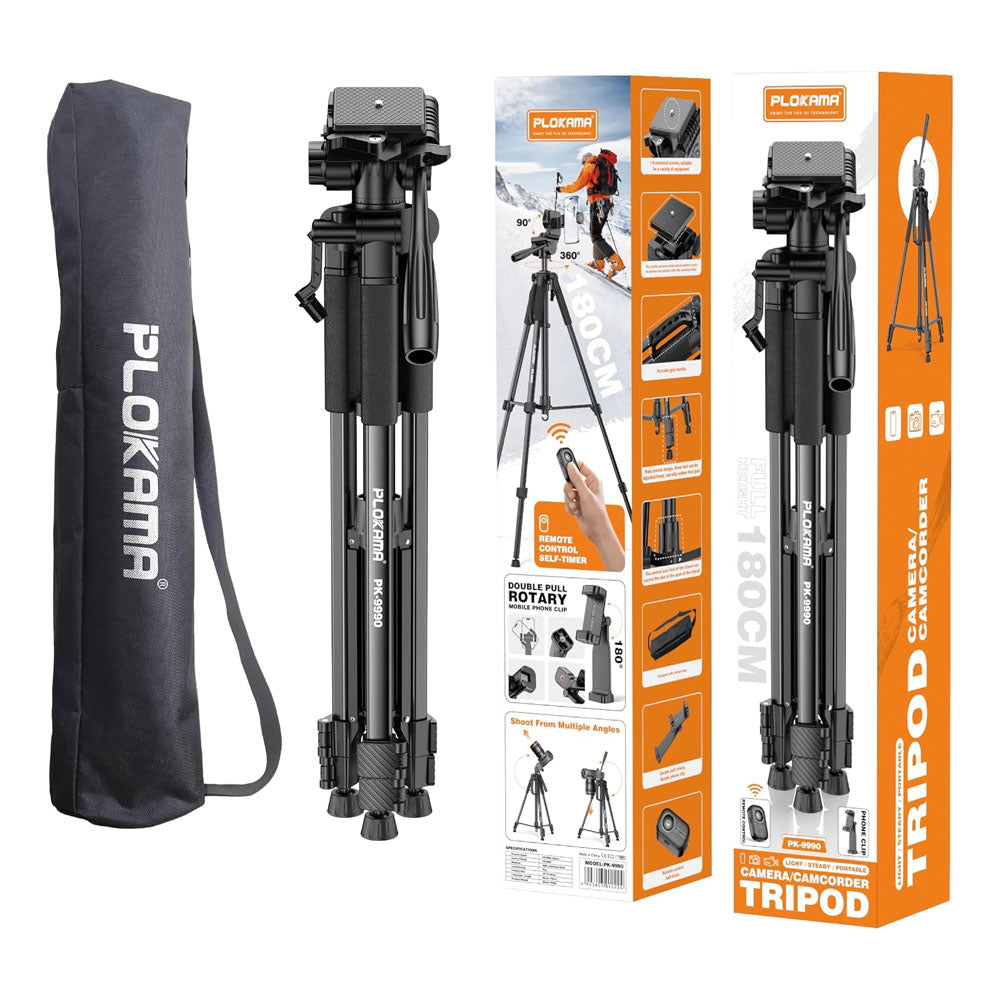 Plokama PK-9990 Camera/Camcorder Tripod 1.80m with Remote Control
