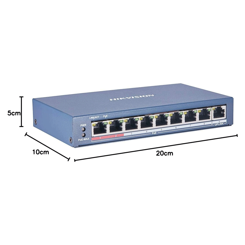 Hikvision DS-3E0109P-E/M 9-Port (8 Port PoE + 1 Port Uplink) 10/100Mbps Unmanaged Switch