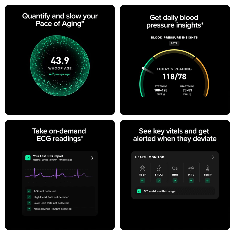 WHOOP MG Life Fitness Tracker Band With 12-Month Membership - Black