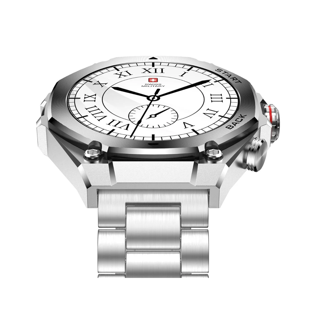 Swiss Military DOM 6 Smart Watch Silver Metal Case With Silver Metal Strap