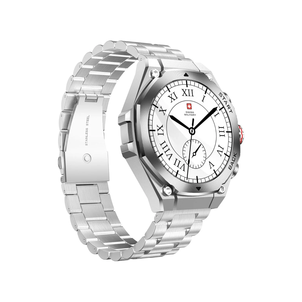 Swiss Military DOM 6 Smart Watch Silver Metal Case With Silver Metal Strap