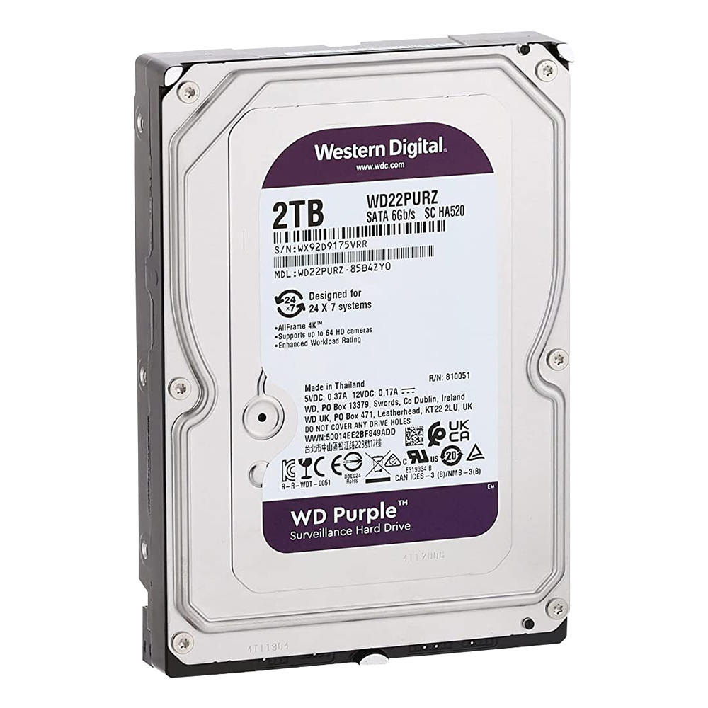 HDD Internal CCTV 3.5 Inch Western Digital Purple 2T (R 1Y)