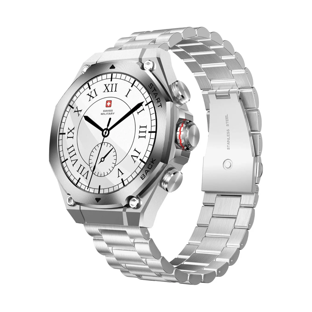 Swiss Military DOM 6 Smart Watch Silver Metal Case With Silver Metal Strap